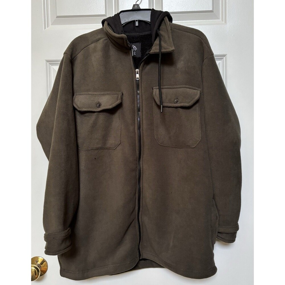 CANYON CLUB SIZE SMALL JACKET MEN'S FLEECE OLIVE HOODIE POCKETS LONG SLEEVE